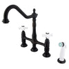 Kingston Oil Rubbed Bronze 8" Centerset Kitchen Faucet w Side Sprayer KS1275PX