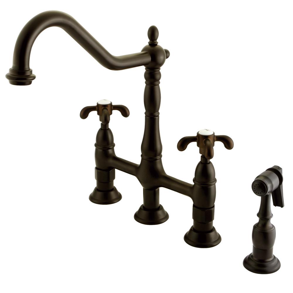 Kingston Oil Rubbed Bronze Centerset Kitchen Faucet w/ Brass Sprayer KS1275TXBS