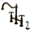 Kingston Oil Rubbed Bronze Centerset Kitchen Faucet w/ White Sprayer KS1275TX