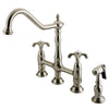 Kingston Satin Nickel 8" Centerset Kitchen Faucet w/ Brass Sprayer KS1278TXBS