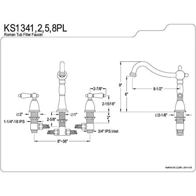 Kingston Brass Chrome Heritage Two Handle Roman Tub Filler Faucet KS1341PL