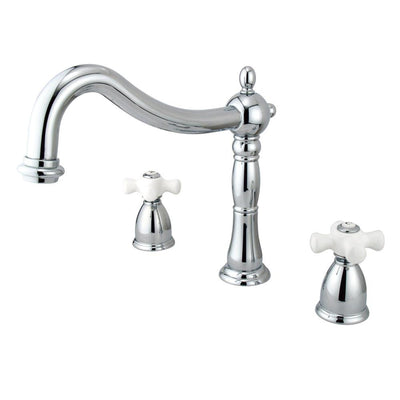 Kingston Brass Chrome Heritage Two Handle Roman Tub Filler Faucet KS1341PX