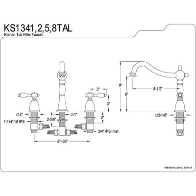 Kingston Oil Rubbed Bronze Heritage Two Handle Roman Tub Filler Faucet KS1345AL