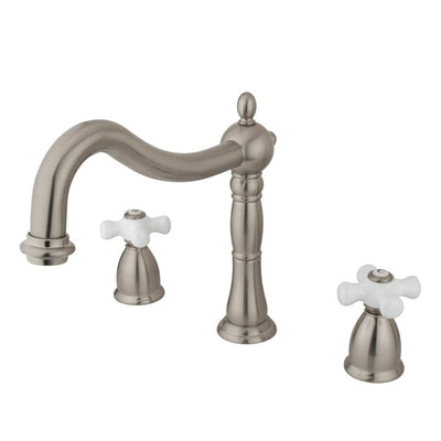 Kingston Brass Satin Nickel Heritage Two Handle Roman Tub Filler Faucet KS1348PX