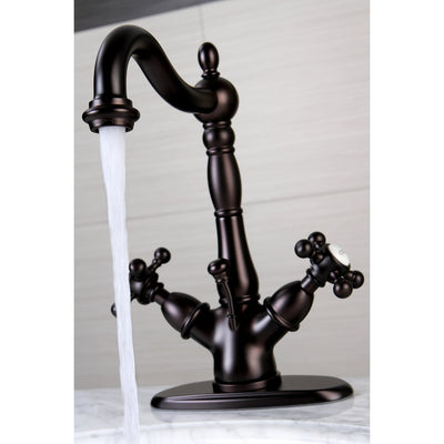 Kingston Oil Rubbed Bronze 2 Handle Single Hole Bathroom Faucet w Drain KS1435BX