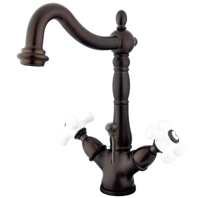 Kingston Oil Rubbed Bronze 2 Handle Single Hole Bathroom Faucet w Drain KS1435PX