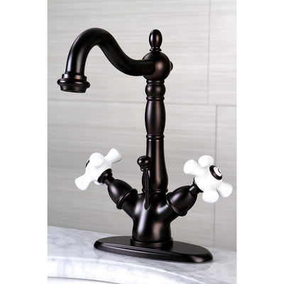 Kingston Oil Rubbed Bronze 2 Handle Single Hole Bathroom Faucet w Drain KS1435PX