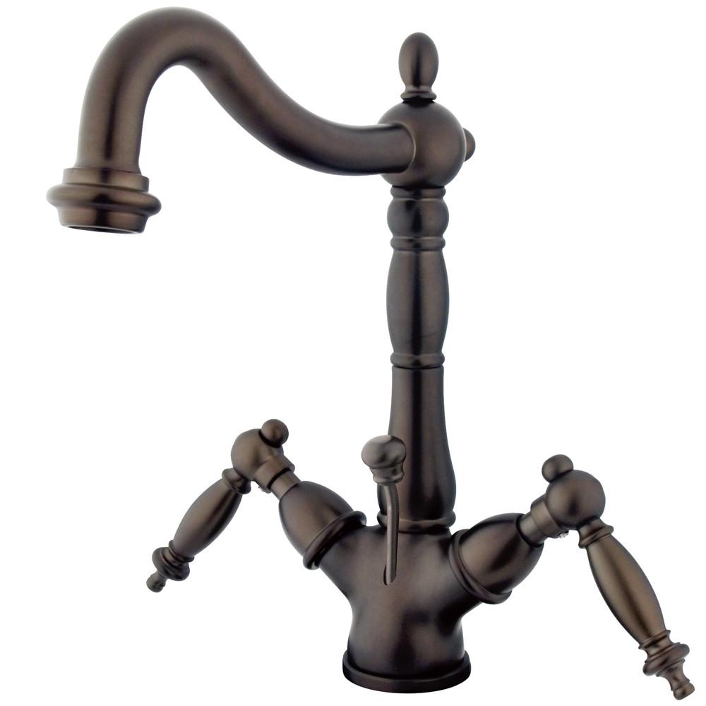 Kingston Oil Rubbed Bronze 2 Handle Single Hole Bathroom Faucet w Drain KS1435TL