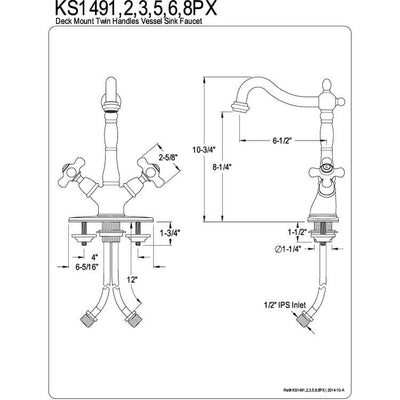 Kingston Chrome 2 Handle Vessel Sink Bathroom Faucet with deck plate KS1491PX