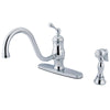 Kingston Chrome Single Handle 8" Centerset Kitchen Faucet w Sprayer KS1571BLBS