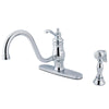 Kingston Chrome Single Handle 8" Centerset Kitchen Faucet w Spray KS1571TLBS