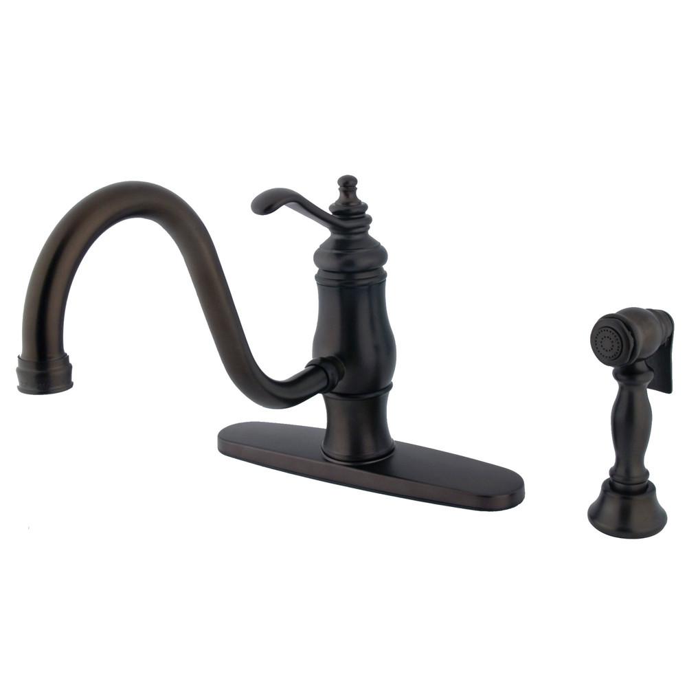 Oil Rubbed Bronze Single Handle Centerset Kitchen Faucet w spray KS1575TLBS