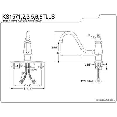 Kingston Oil Rubbed Bronze Single Handle 8" Centerset Kitchen Faucet KS1575TLLS