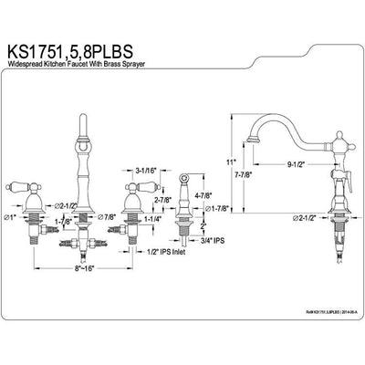 Kingston Chrome Double Handle Kitchen Faucet with Brass Side Sprayer KS1751PLBS