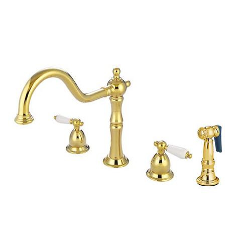 Kingston Brass Polished Brass 2 Handle Kitchen Faucet w sprayer