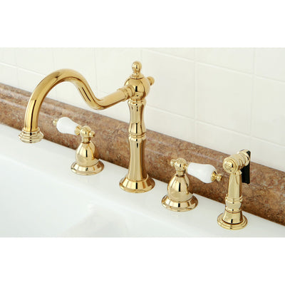 Kingston Brass Polished Brass 2 Handle Kitchen Faucet w sprayer