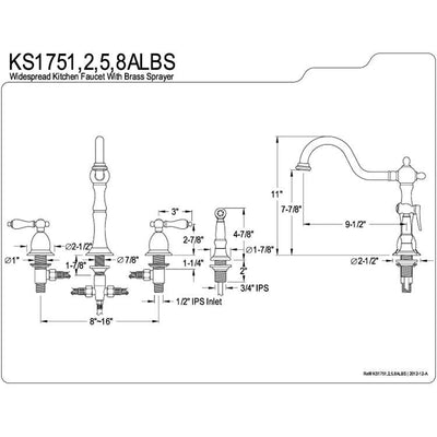 Kingston Oil Rubbed Bronze two Handle Kitchen Faucet w Side Sprayer KS1755ALBS