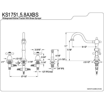 Kingston Oil Rubbed Bronze two Handle Kitchen Faucet w Side Sprayer KS1755AXBS