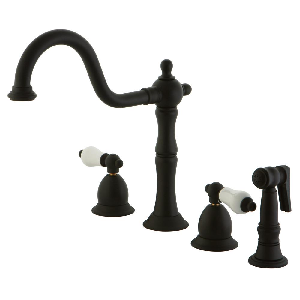 Kingston Oil Rubbed Bronze two Handle Kitchen Faucet w Side Sprayer KS1755PLBS