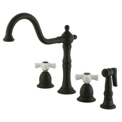 Kingston Oil Rubbed Bronze two Handle Kitchen Faucet w Side Sprayer KS1755PXBS