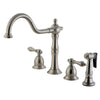 Kingston Satin Nickel Double Handle Kitchen Faucet with Side Sprayer KS1758ALBS