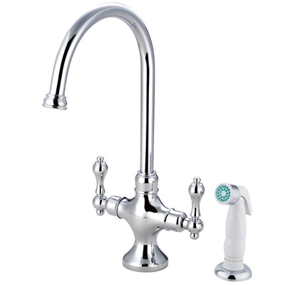 Kingston Brass Chrome Adjustable Spread Kitchen Faucet with Sprayer KS1761AL