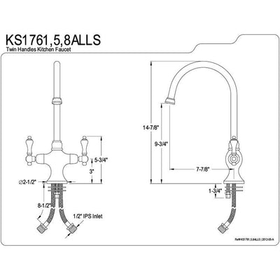 Kingston Brass Oil Rubbed Bronze 2 Handle Single Hole Kitchen Faucet KS1765ALLS