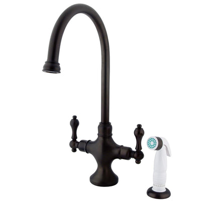 Kingston Oil Rubbed Bronze Adjustable Spread Kitchen Faucet w Sprayer KS1765AL