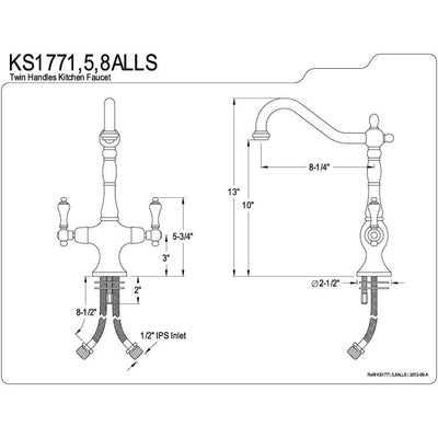 Kingston Brass Oil Rubbed Bronze 2 Handle Single Hole Kitchen Faucet KS1775ALLS