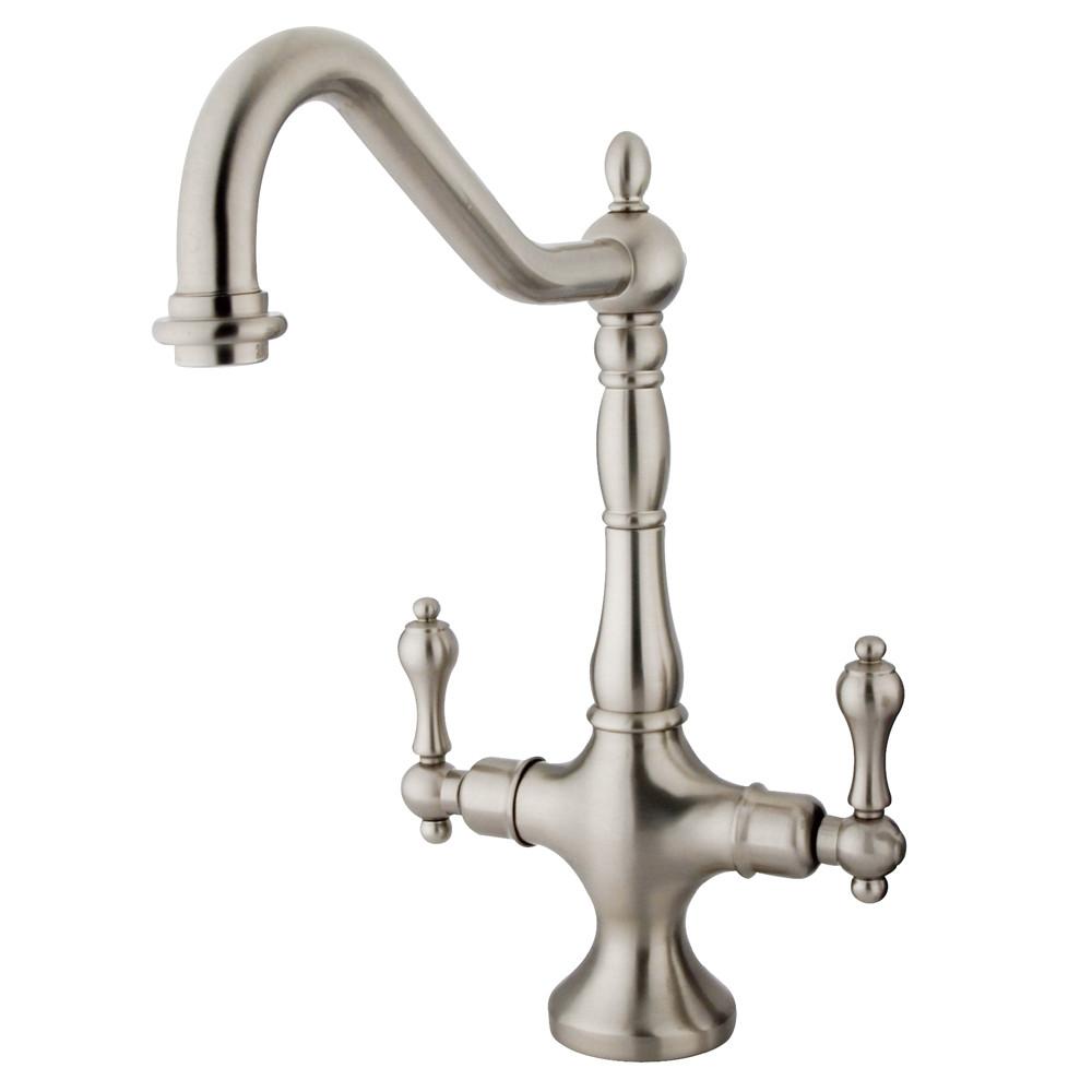 Kingston Brass Satin Nickel 2 Handle Single Hole Kitchen Faucet KS1778ALLS