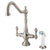 Kingston Satin Nickel Double Handle Kitchen Faucet w White Side Sprayer KS1778AL