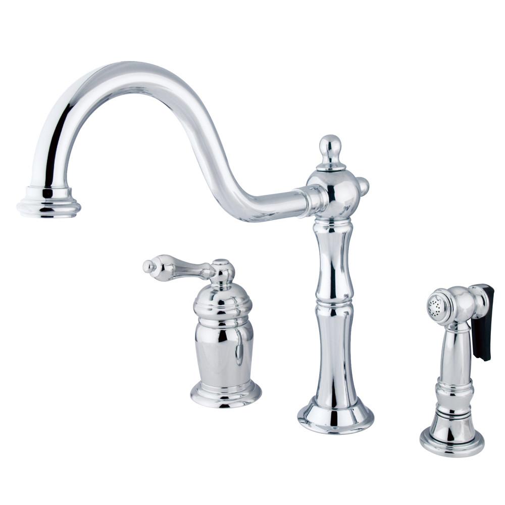 Kingston Chrome Single Handle Widespread Kitchen Faucet with Spray KS1811ALBS