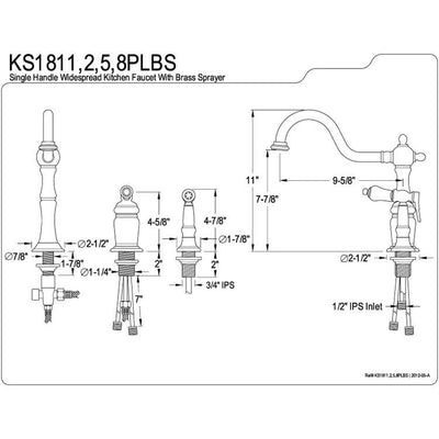 Oil Rubbed Bronze Single Handle Widespread Kitchen Faucet w Spray KS1815PLBS