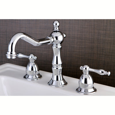 Kingston Chrome 2 Handle 8" to 14" Widespread Bathroom Faucet w Pop-up KS1971NL