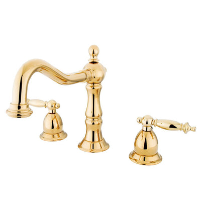 Kingston Polished Brass 2 Handle Widespread Bathroom Faucet w Pop-up KS1972TL