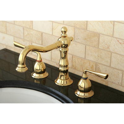 Kingston Silver Sage Polished Brass Widespread Lavatory Bathroom Faucet KS1972ZL