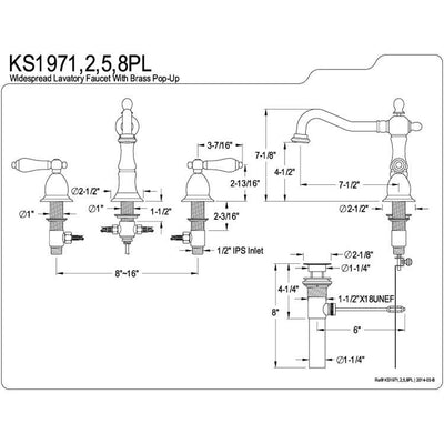 Kingston Satin Nickel 2 Handle Widespread Bathroom Faucet w Pop-up KS1978PL