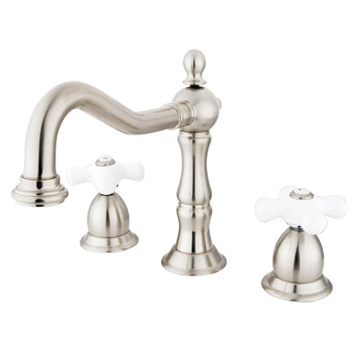 Kingston Satin Nickel 2 Handle Widespread Bathroom Faucet w Pop-up KS1978PX