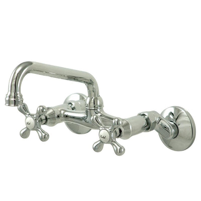 Kingston Brass Metal Cross Handle Chrome Wall Mount Kitchen Faucet KS213C