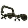 Kingston Brass Cross Handle Oil Rubbed Bronze Wall Mount Kitchen Faucet KS213ORB