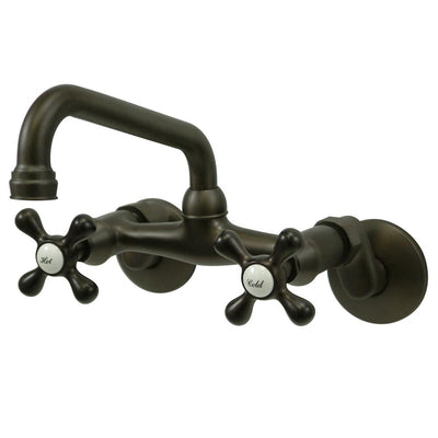 Kingston Brass Cross Handle Oil Rubbed Bronze Wall Mount Kitchen Faucet KS213ORB