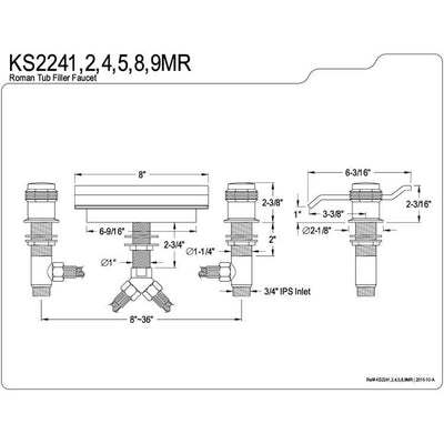 Kingston Brass Chrome Waterfall Roman Tub Filler Faucet KS2241MR