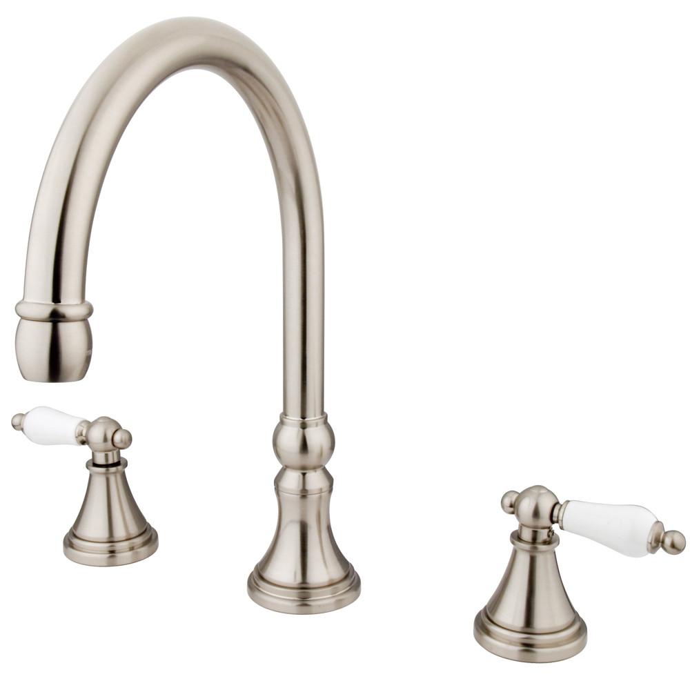 Kingston Brass Satin Nickel Two Handle Roman Tub Filler Faucet KS2348PL