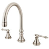 Kingston Brass Satin Nickel Tuscany Two Handle Roman Tub Filler Faucet KS2348TL