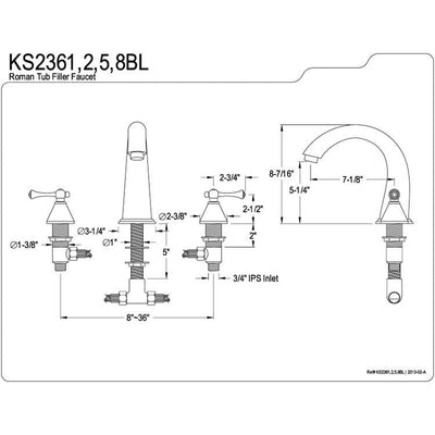 Kingston English Country Chrome Roman Tub Filler Faucet KS2361BL