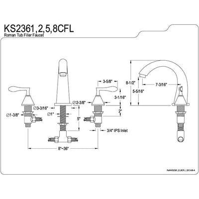 Kingston Brass Century Polished Chrome Roman tub filler Faucet KS2361CFL