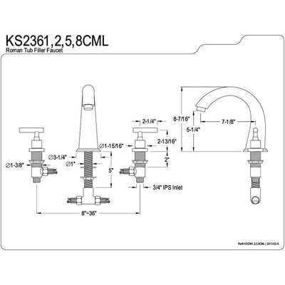 Kingston Brass Chrome Manhattan roman tub filler faucet KS2361CML