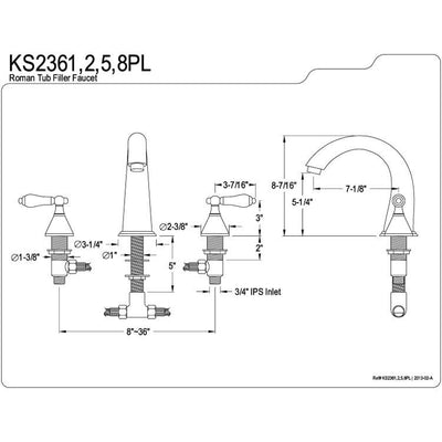 Kingston Brass Chrome Naples Two Handle Roman Tub Filler Faucet KS2361PL