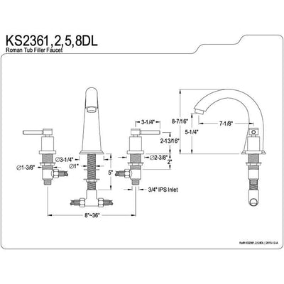 Kingston Oil Rubbed Bronze Concord Two Handle Roman Tub Filler Faucet KS2365DL