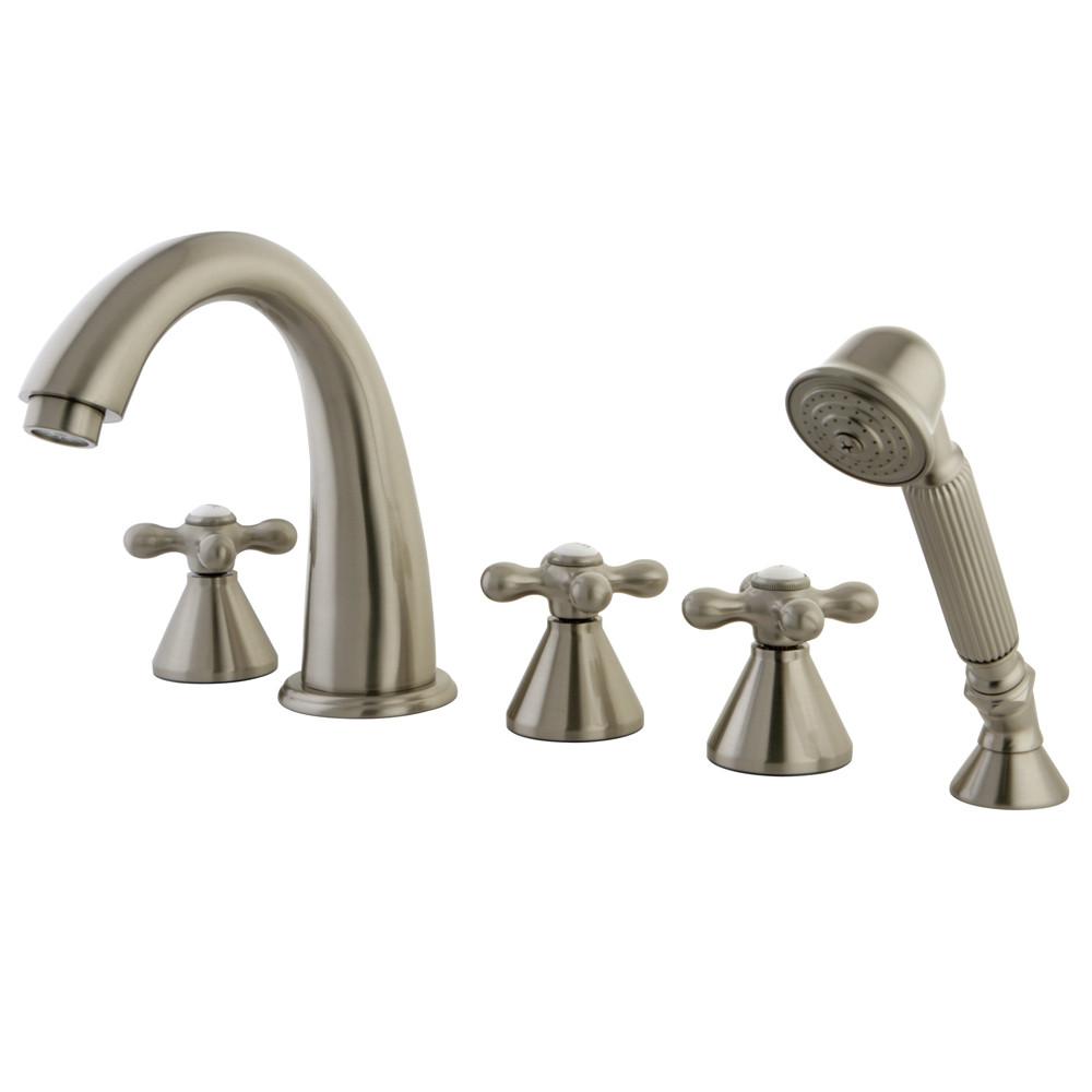 Satin Nickel 3 handle Roman Tub Filler Faucet with Hand Shower KS23685AX